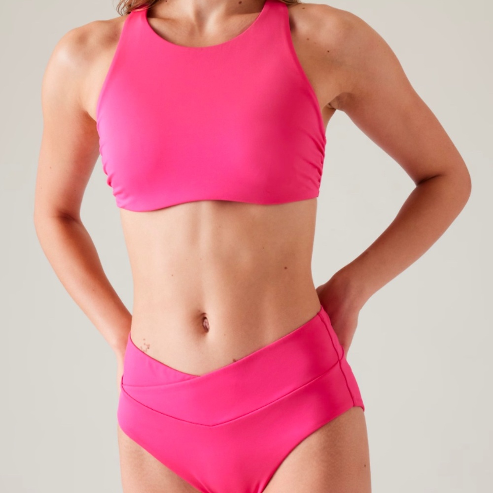 Athleta high waist swim bottoms- tulip pink- SIZE MEDIUM